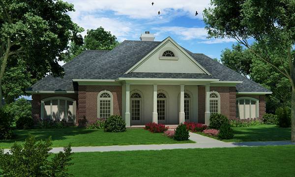 Stunning Front Rendering Featuring Columned Front Porch image of Lancaster house - 2216 House Plan